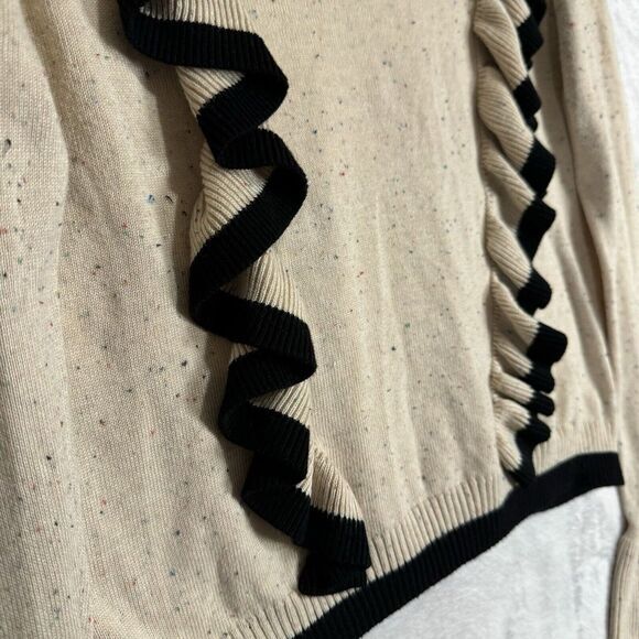 Fifth Label Ruffled Sweater Shirt Size 4 S Cropped Black Cream Preppy Victorian - Picture 8 of 15